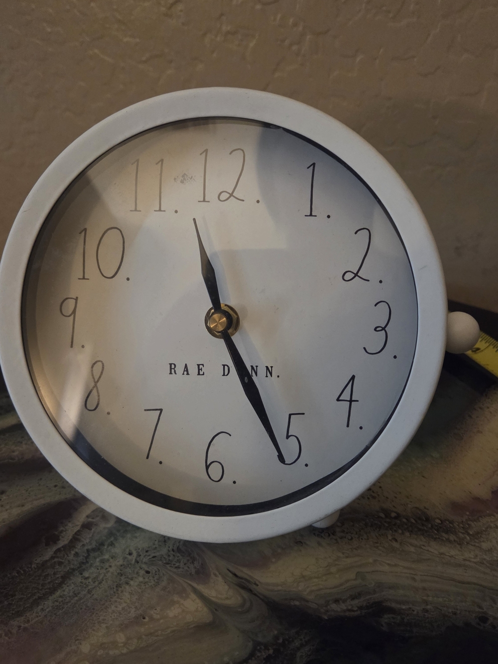 Rae Dunn White Round Wall Clock with Black Hands